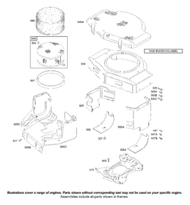 Blower Housing Diagram and Parts List for 42D707-1834-XX  Briggs and Stratton Engine